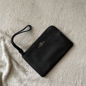 Coach black leather wristlet